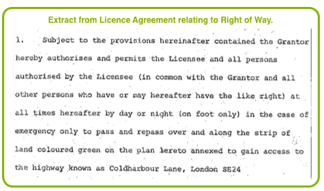 Extract from Licence Agreement relating to Right of Way