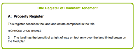 Title Register of Dominant Tenement