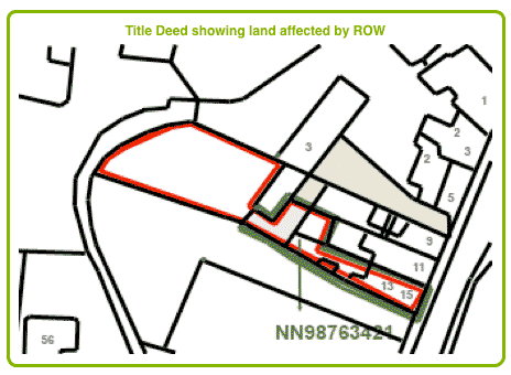 TItle Deed showing land affected by Right of Way